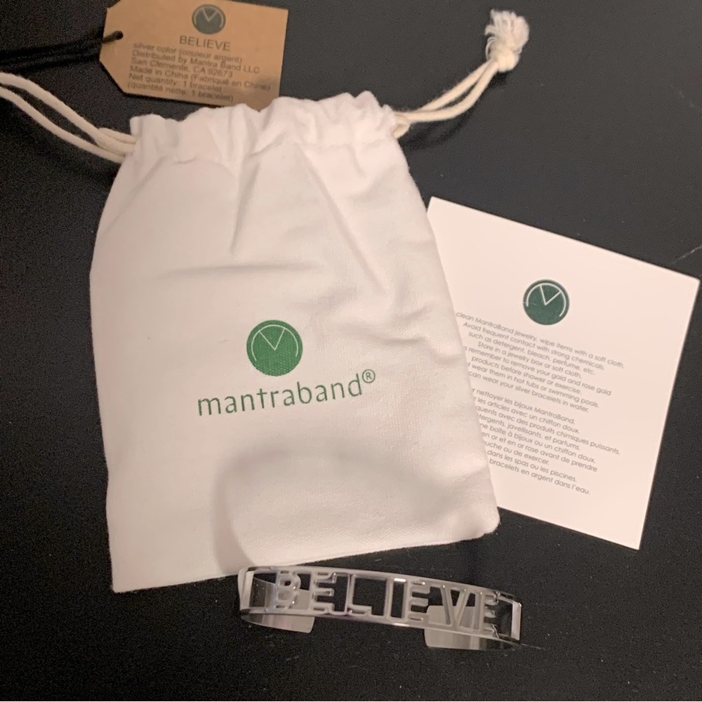 Mantraband - BELIEVE silver Bracelet / NWT statement bracelet